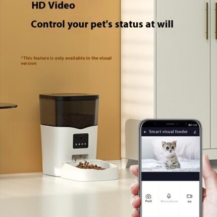 Comedero automático programable para gatos con vídeo y funciones interactivas