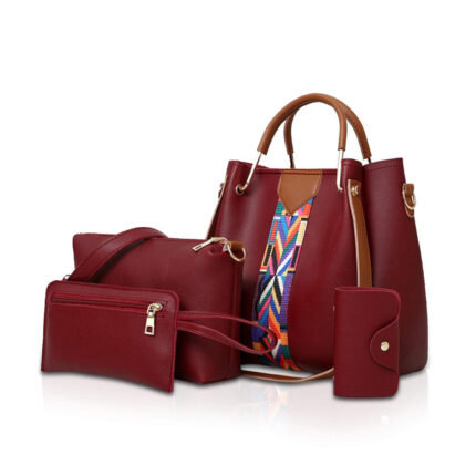 Set de 4 bolsos para mujer: bolsos de hombro, bolsos de mano, bolsos cruzados y cartera.