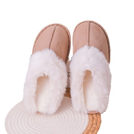 Zapatillas de algodón de diseño semicubierto, con acolchado grueso, para uso en interiores durante el otoño y el invierno.