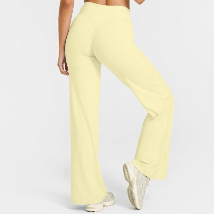 Pantalones de yoga para mujer, finos, de corte recto y cintura alta.