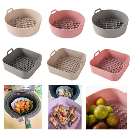 Recipiente de silicona para freidora de aire (sustituto del papel de horno): olvídate de limpiar la cesta tras su uso. Accesorio apto para uso alimentario, compatible con freidoras de aire y hornos.