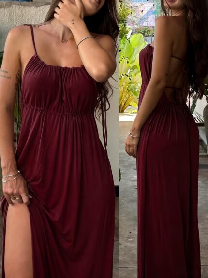 Robe ample à bretelles avec cordon de serrage
