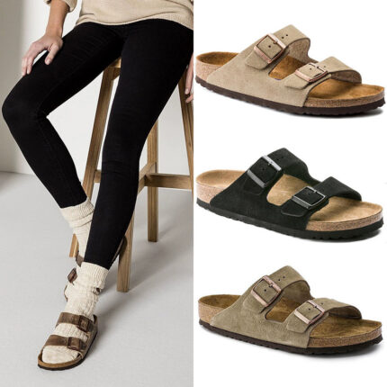 Sandalias planas vintage de corcho para mujer / Sandalias de una sola tira para hombre