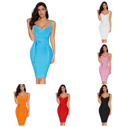 vestido sexy de tiras en la cintura con vendaje en las caderas