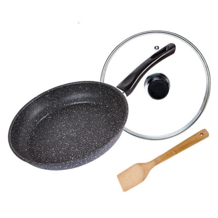 Sartén antiadherente de piedra Maifan con fondo plano, para cocina de inducción y de gas.