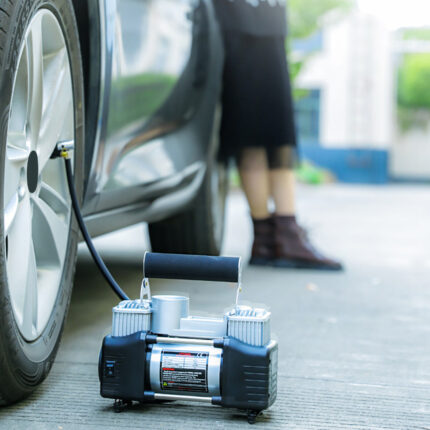 Compresor de aire para coche de alta potencia, metálico y de doble cilindro