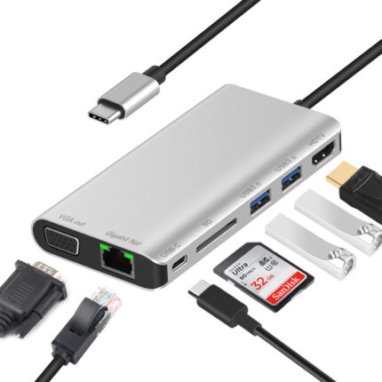 Estación de acoplamiento multifunción «todo en uno» USB-C con lector de tarjetas SD y TF.