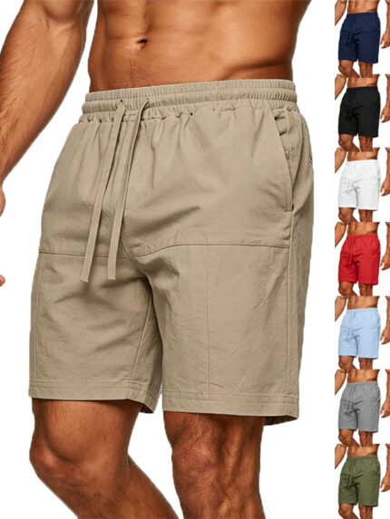 Pantalones cortos de lino para hombre: estilo casual y colores lisos, de secado rápido y transpirables, disponibles en largos de 5 y 8 pulgadas.
