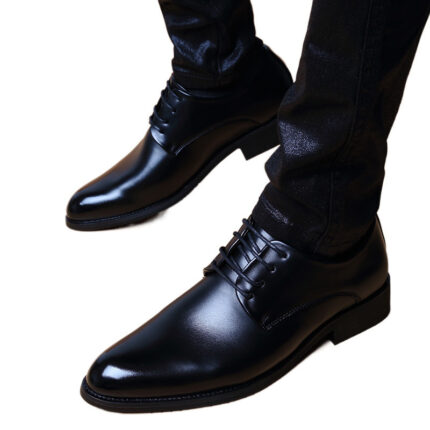 Zapatos casuales para hombre de estilo británico, con punta en punta, cordones y suela que aumenta la estatura.