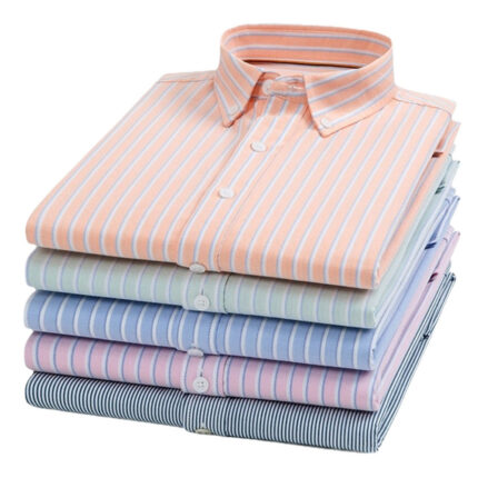 Nueva camisa casual de algodón a rayas y manga larga para hombre