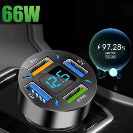 Cargador de coche de cuatro puertos (4 USB)