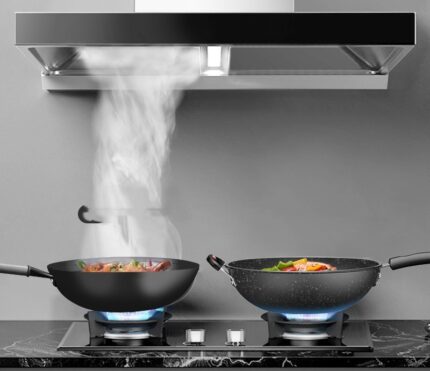 Sartén y olla multiusos todo en uno de aluminio con fondo plano.