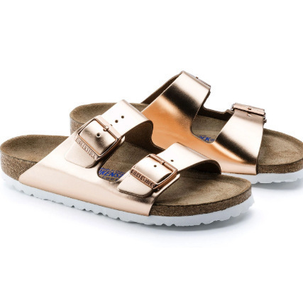 Sandalias de talla grande con doble tira plana, estilo pantufla, de material sintético (PU) para exportación.